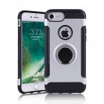 Wholesale iPhone 8 Plus / 7 Plus 360 Rotating Ring Stand Hybrid Case with Metal Plate (Silver)